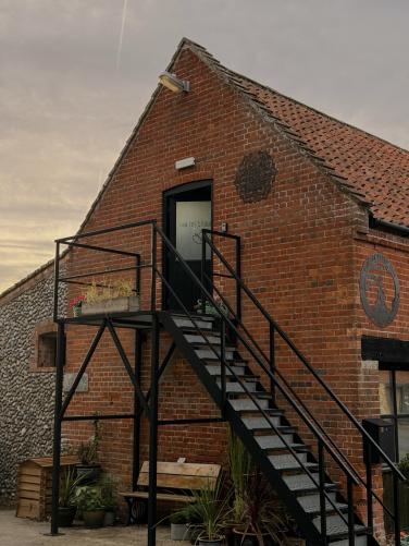 The exterior stairs leading up to the Bayfield Brecks practice room